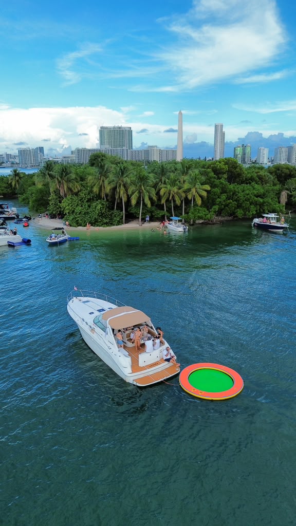 Anchored off a mangrove island, floating pool out